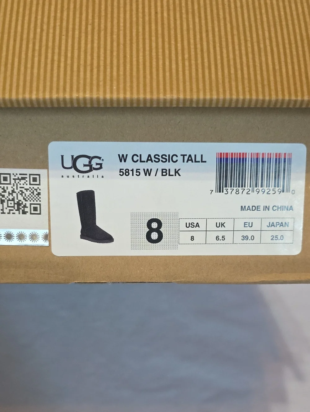 UGG Women's Classic Tall Boots 5815 Sheepskin Black 8